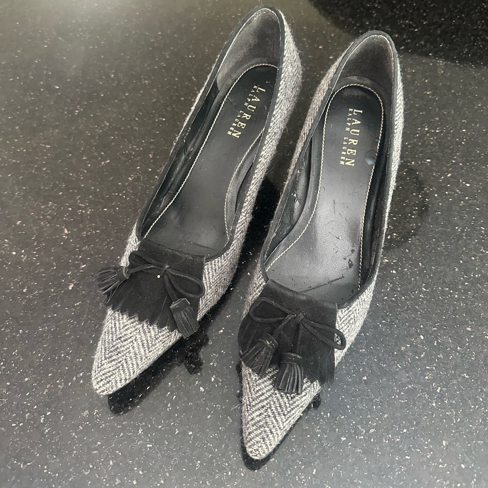 Ralph Lauren chevron tweed heels